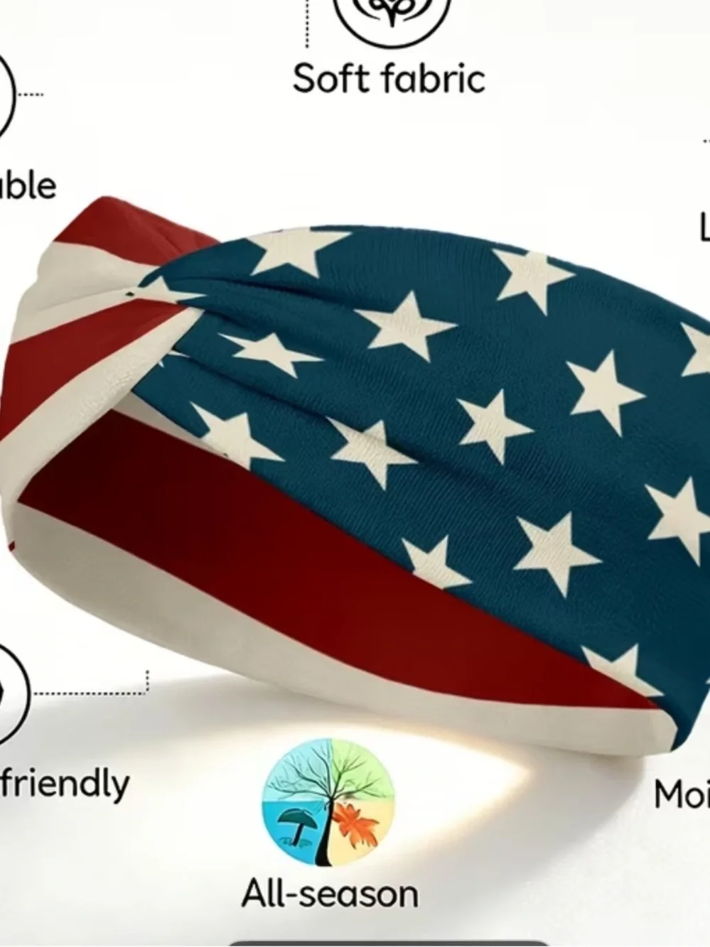 SIX NIP NEW Patriotic Red, White & Blue Headband - 5 neutral and leopard